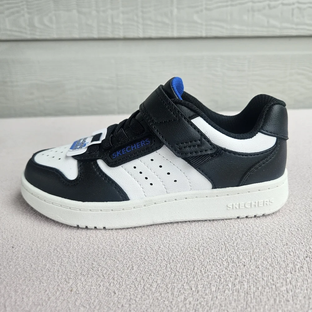 Skechers Quick Street Sneakers Boys Kid SZ 12 Black & White 405638L Hook & Loop